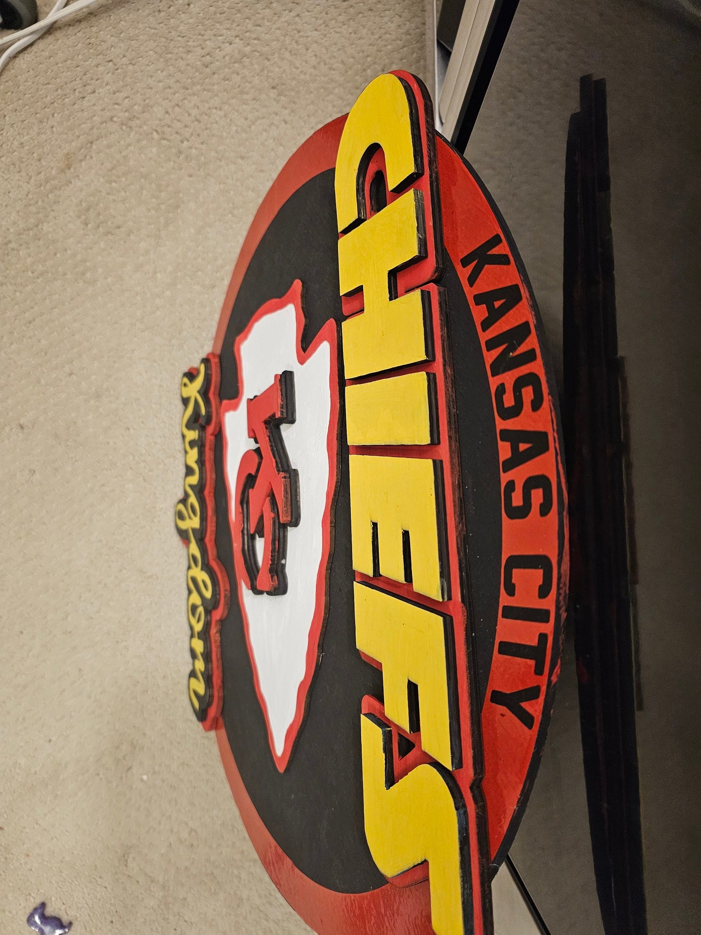 Kansas City Chiefs Door Hanger Decor - Hand Painted Wooden Sign, Football Fan Gift, Team Spirit Home Wall Art