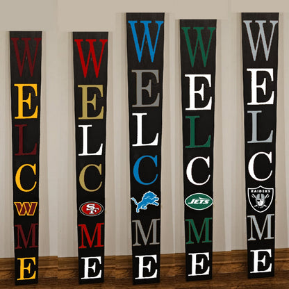 Football Sports Fan Porch Leaner Welcome Sign 32 NFL Design Options and 3 Sizes