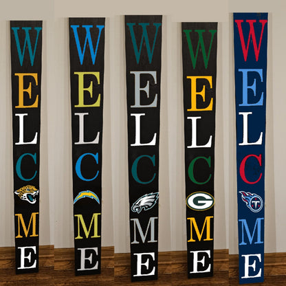 Football Sports Fan Porch Leaner Welcome Sign 32 NFL Design Options and 3 Sizes