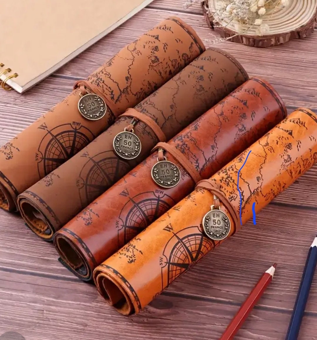 Personalized Leather Pencil Case - Custom Pen Holder Pouch for School, Office or Travel; Stylish Gift for Students and Artists