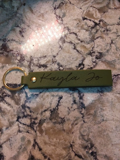 Personalized Leather Keychain,  Faux Leather 5 inch Keychain great gift for men or women
