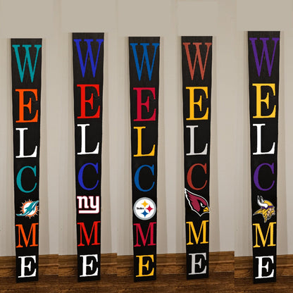 Football Sports Fan Porch Leaner Welcome Sign 32 NFL Design Options and 3 Sizes