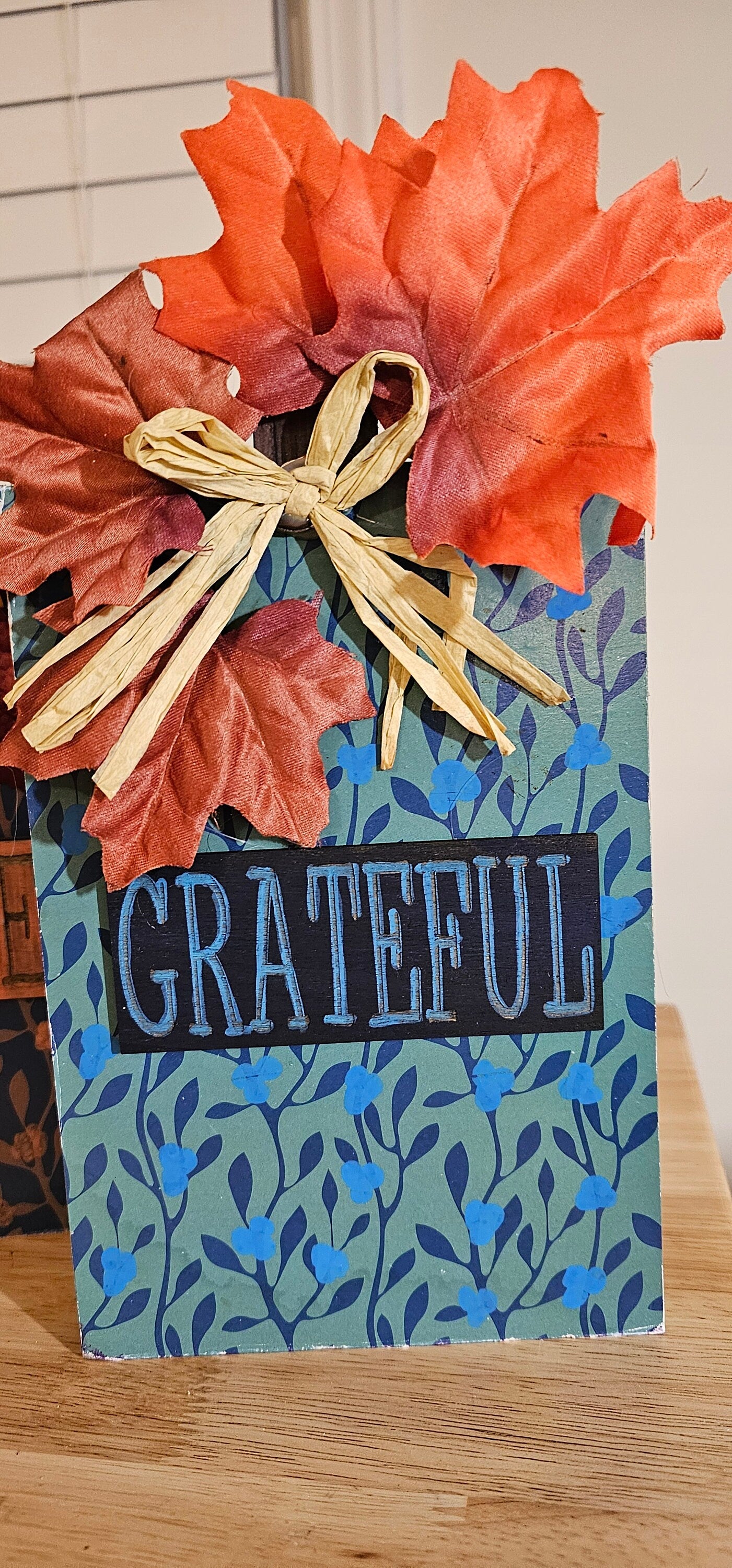 Autumn Thanksgiving Table Centerpiece: Pumpkin-Shaped Grateful, Thankful, and Blessed Signs Bundle