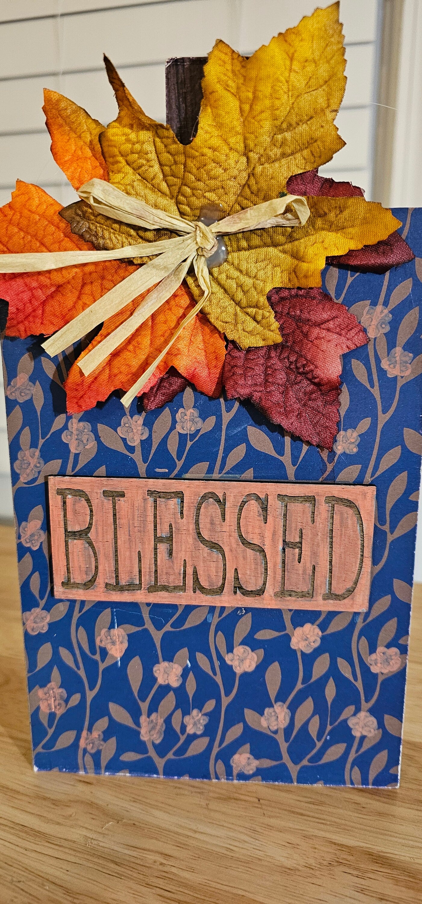 Autumn Thanksgiving Table Centerpiece: Pumpkin-Shaped Grateful, Thankful, and Blessed Signs Bundle