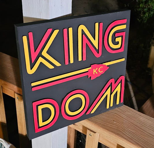 Chiefs Kingdom Wooden Art Piece, Wooden cutouts of Kansas City Chiefs  12x12 inches and 8x8inch