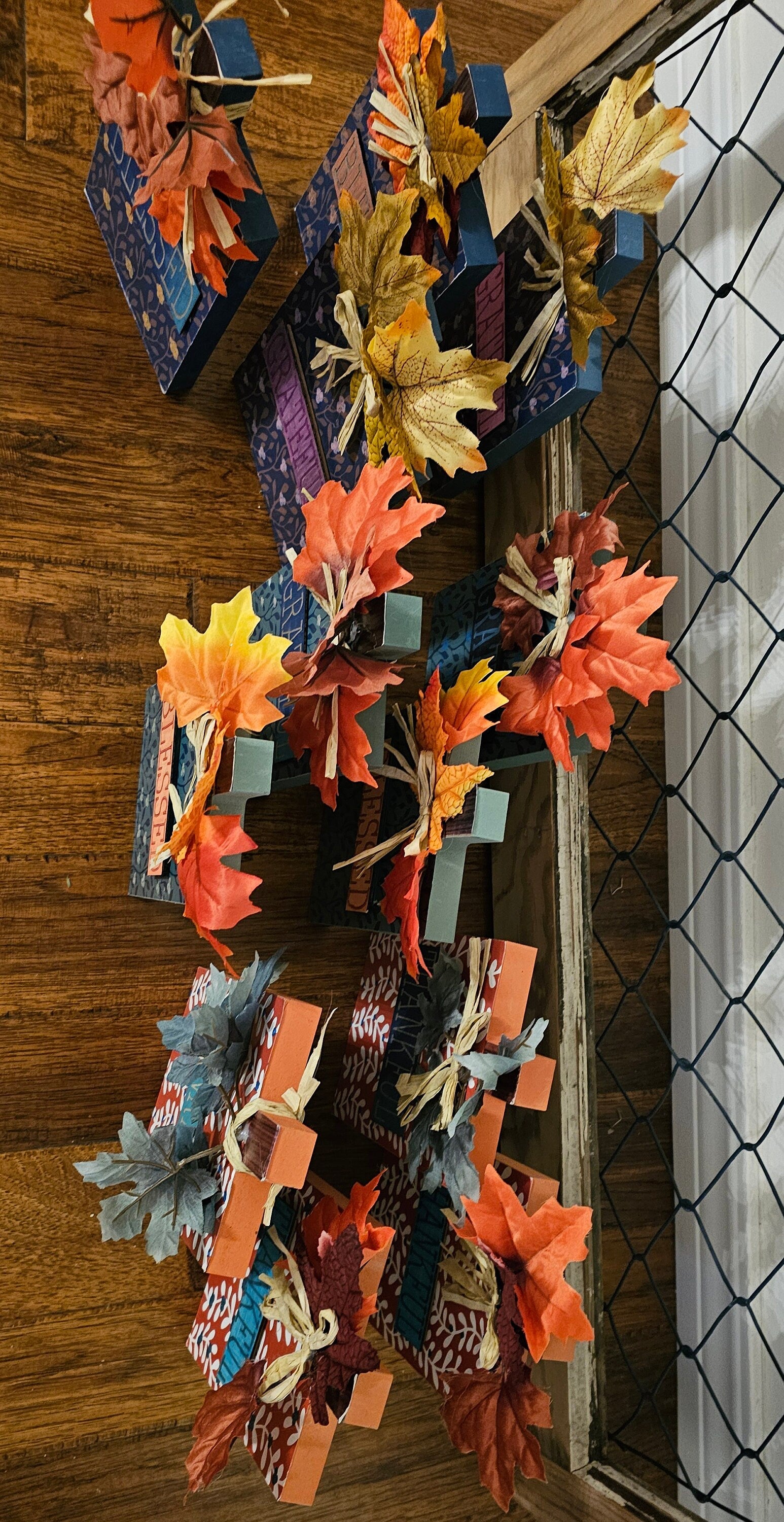 Autumn Thanksgiving Table Centerpiece: Pumpkin-Shaped Grateful, Thankful, and Blessed Signs Bundle