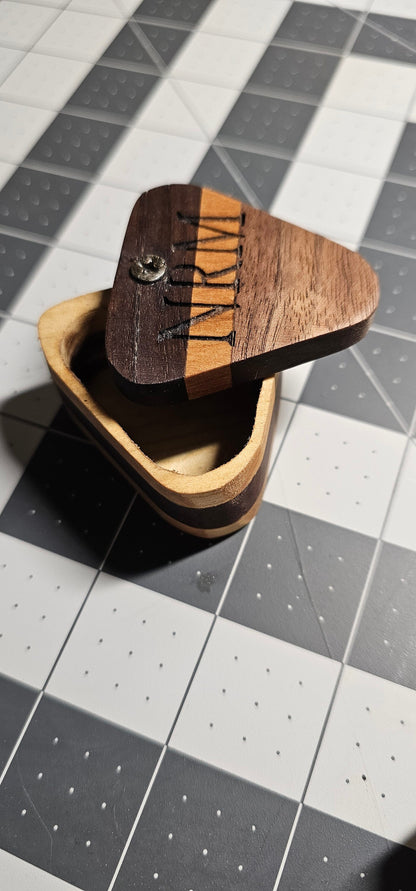 Handcrafted Wooden Guitar Pick Case: Musician's Trinket Box and Keepsake Gift for Guitar and Bass Players