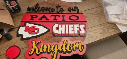 Kansas City Chiefs Decor Hanging Sign,  Customizable Chiefs Sign, Wooden Cutouts Each Hand Painted, Gift for Chiefs Fan