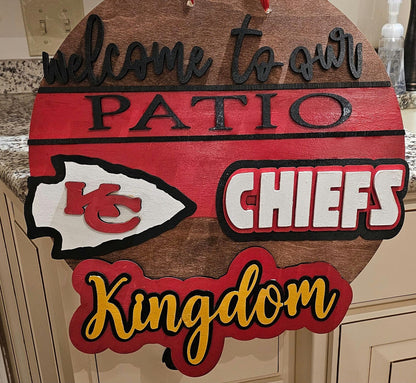 Kansas City Chiefs Decor Hanging Sign,  Customizable Chiefs Sign, Wooden Cutouts Each Hand Painted, Gift for Chiefs Fan
