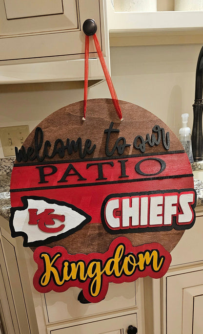 Kansas City Chiefs Decor Hanging Sign,  Customizable Chiefs Sign, Wooden Cutouts Each Hand Painted, Gift for Chiefs Fan