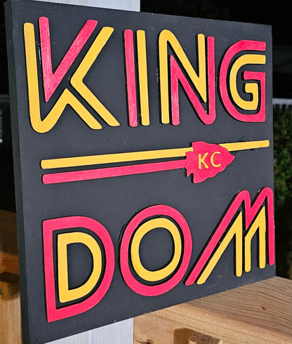 Chiefs Kingdom Wooden Art Piece, Wooden cutouts of Kansas City Chiefs  12x12 inches and 8x8inch