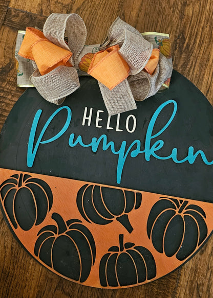 Fall Decor, Pumpkin Decor, Hello Pumpkin Door Hanger, Fall Welcome Sign, Hello Pumpkin Door Hanger, Autumn Porch Decor