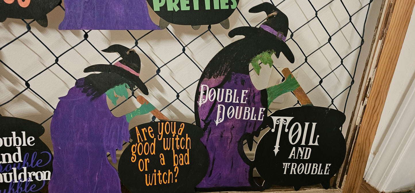 Witch Door Hanger, Witch and Cauldron, Halloween Porch Decor, Halloween Welcome Signs  3 options