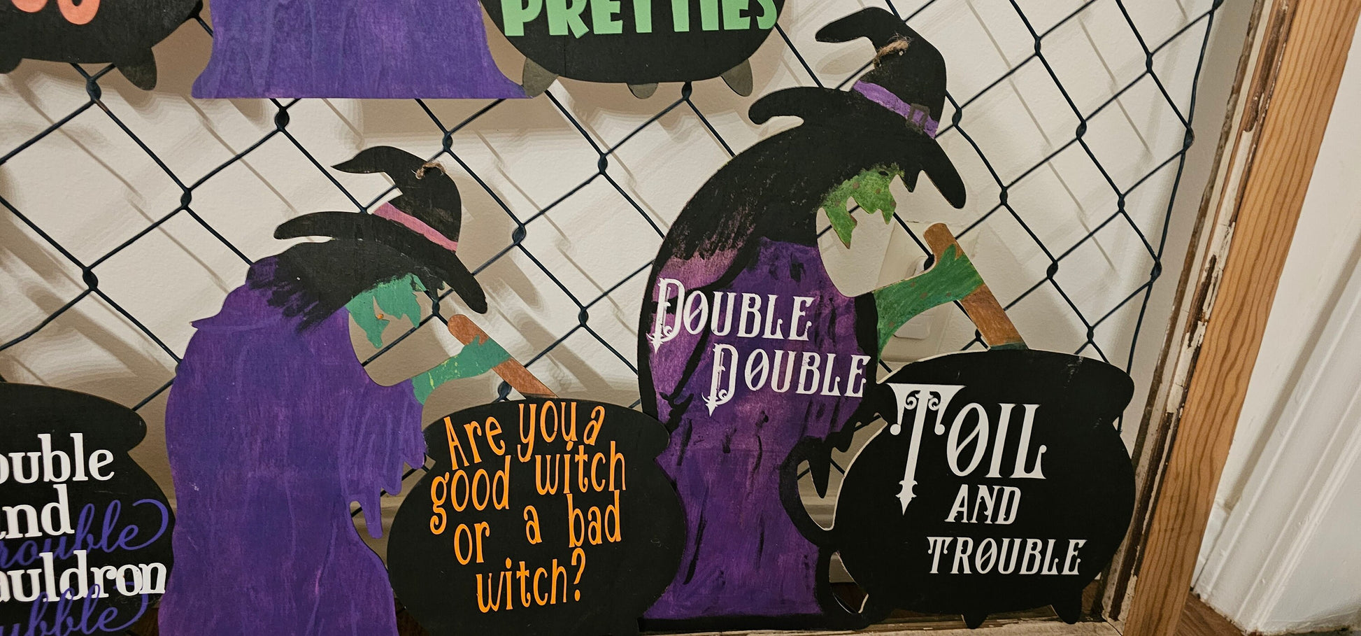 Witch Door Hanger, Witch and Cauldron, Halloween Porch Decor, Halloween Welcome Signs  3 options