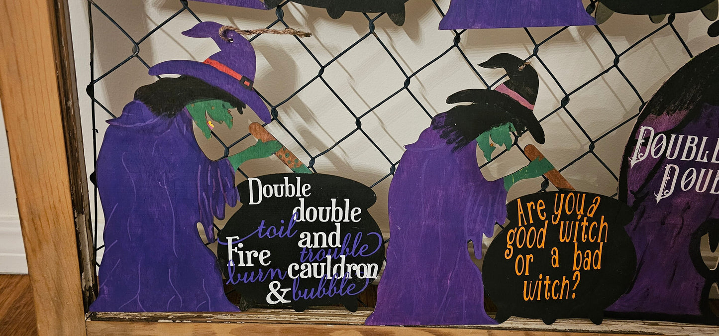 Witch Door Hanger, Witch and Cauldron, Halloween Porch Decor, Halloween Welcome Signs  3 options