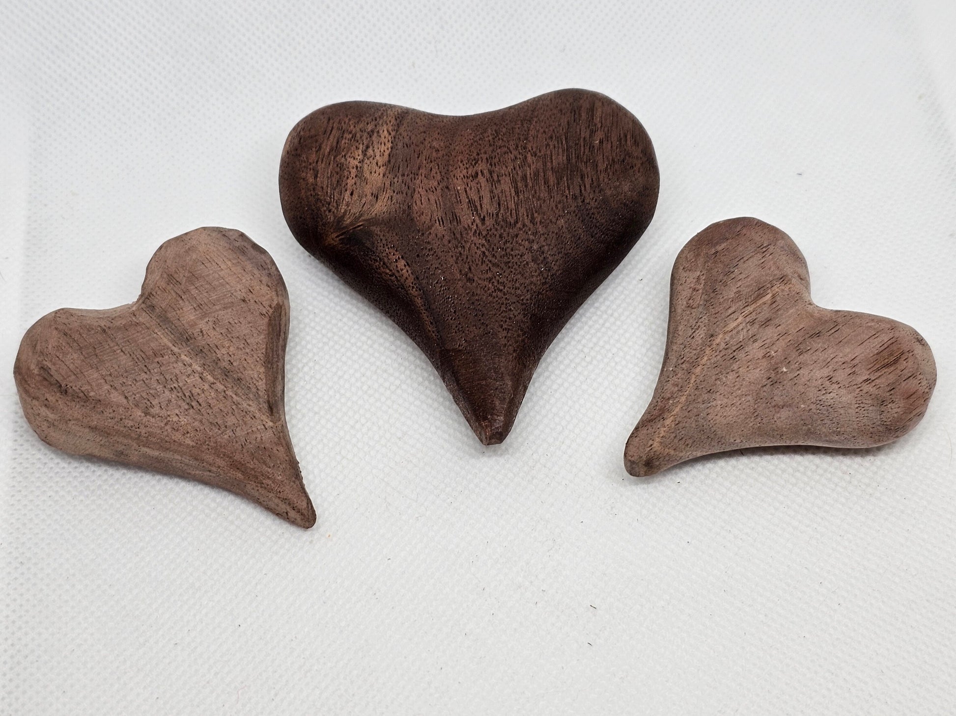 Personalized Solid Wood Hearts, Engraved Initals in Walnut , perfect couples gift, anniversary gift