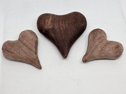 Personalized Solid Wood Hearts, Engraved Initals in Walnut , perfect couples gift, anniversary gift