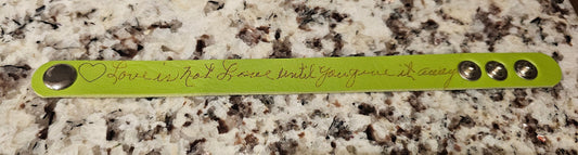 Personalized Bracelet Faux Leather Bracelet great gift for men or women perfect size. About 8 1/2  inch long for design