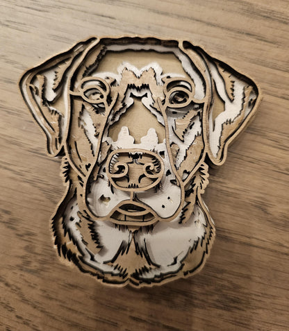 Layered Dog Christmas Ornaments, Custom 3D Layered Dog Head ornaments or accent piece, 3x5 in or 4x6 wooden ornaments