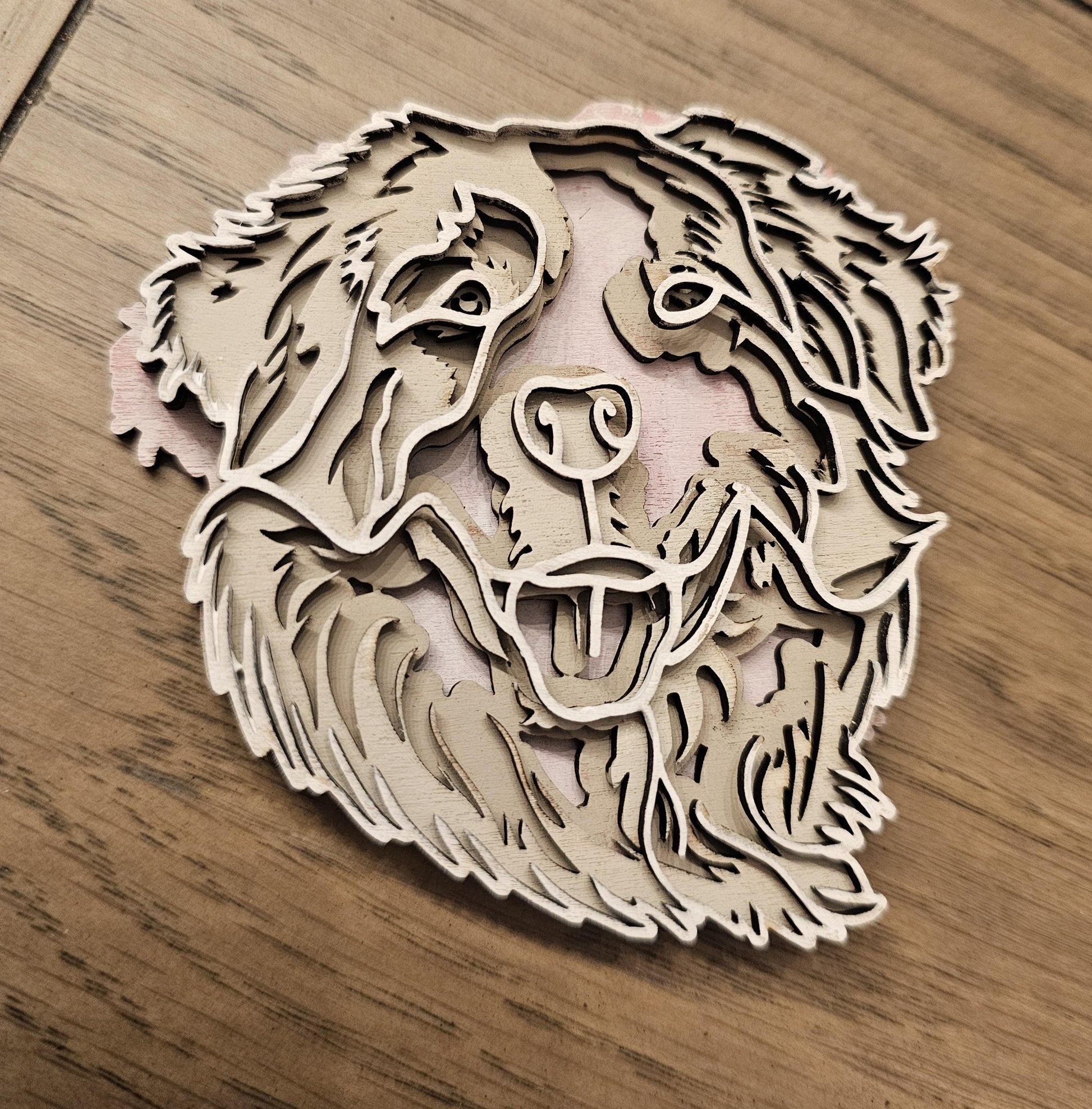 Layered Dog Christmas Ornaments, Custom 3D Layered Dog Head ornaments or accent piece, 3x5 in or 4x6 wooden ornaments