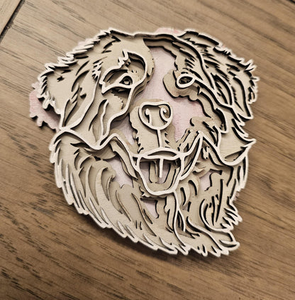 Layered Dog Christmas Ornaments, Custom 3D Layered Dog Head ornaments or accent piece, 3x5 in or 4x6 wooden ornaments