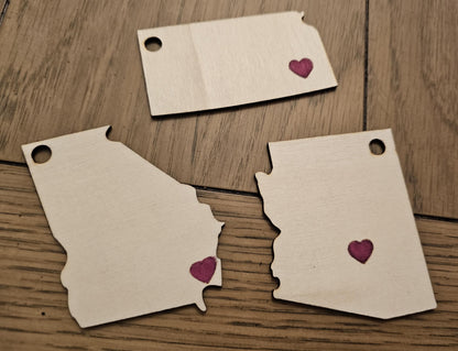 Custom State Christmas Ornaments, State Ornaments - Home is where the Heart is Ornaments, 3 inches