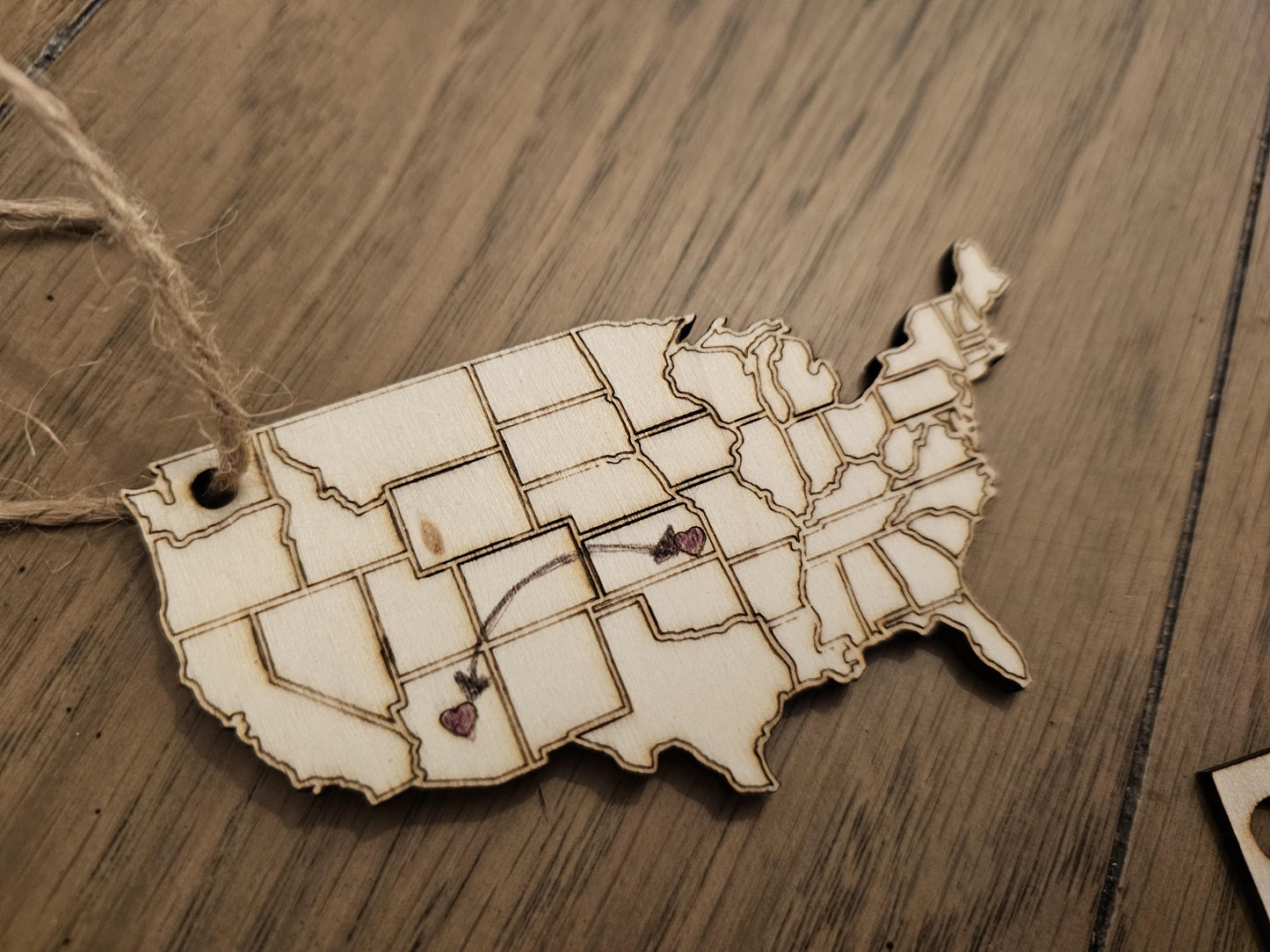 Custom Long Distance Ornament, Love Across the Country, Cross Country, Love Knows No Distance, Family Knows No Distance, Family Christmas