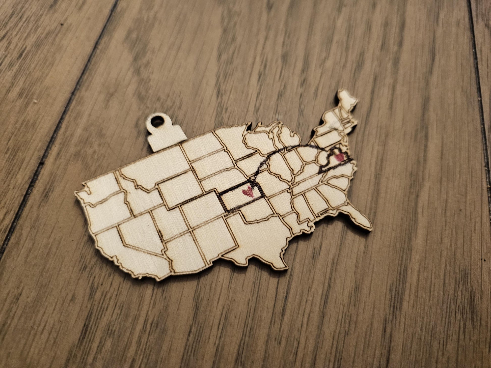 Custom Long Distance Ornament, Love Across the Country, Cross Country, Love Knows No Distance, Family Knows No Distance, Family Christmas