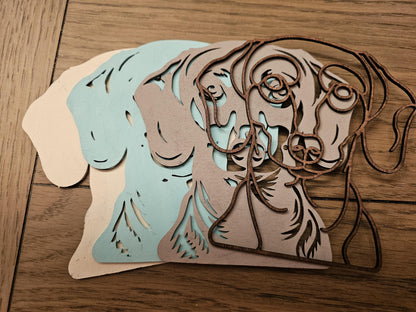 Layered Dog Christmas Ornaments, Custom 3D Layered Dog Head ornaments or accent piece, 3x5 in or 4x6 wooden ornaments