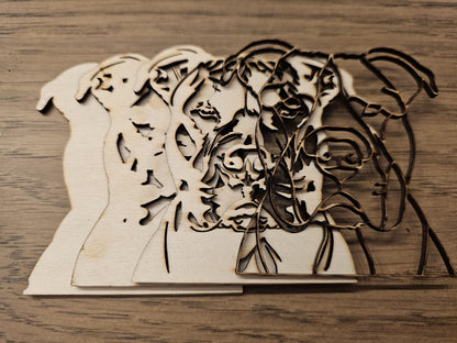 Layered Dog Christmas Ornaments, Custom 3D Layered Dog Head ornaments or accent piece, 3x5 in or 4x6 wooden ornaments