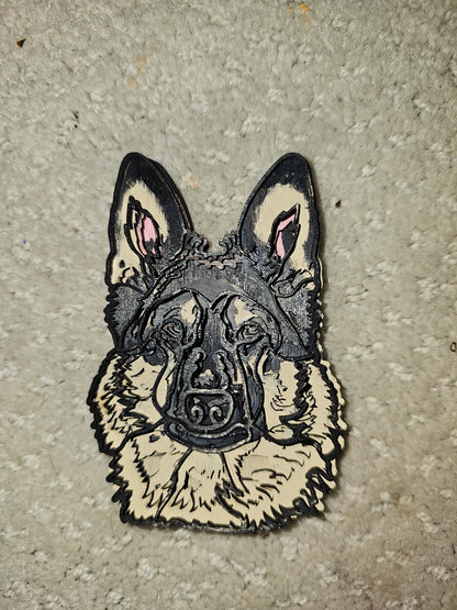 Layered Dog Christmas Ornaments, Custom 3D Layered Dog Head ornaments or accent piece, 3x5 in or 4x6 wooden ornaments