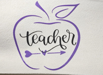Teacher Pencil Case, Canvas, Teacher Pencil Pouch, Teacher Toiletry Bag, Teacher Gift,