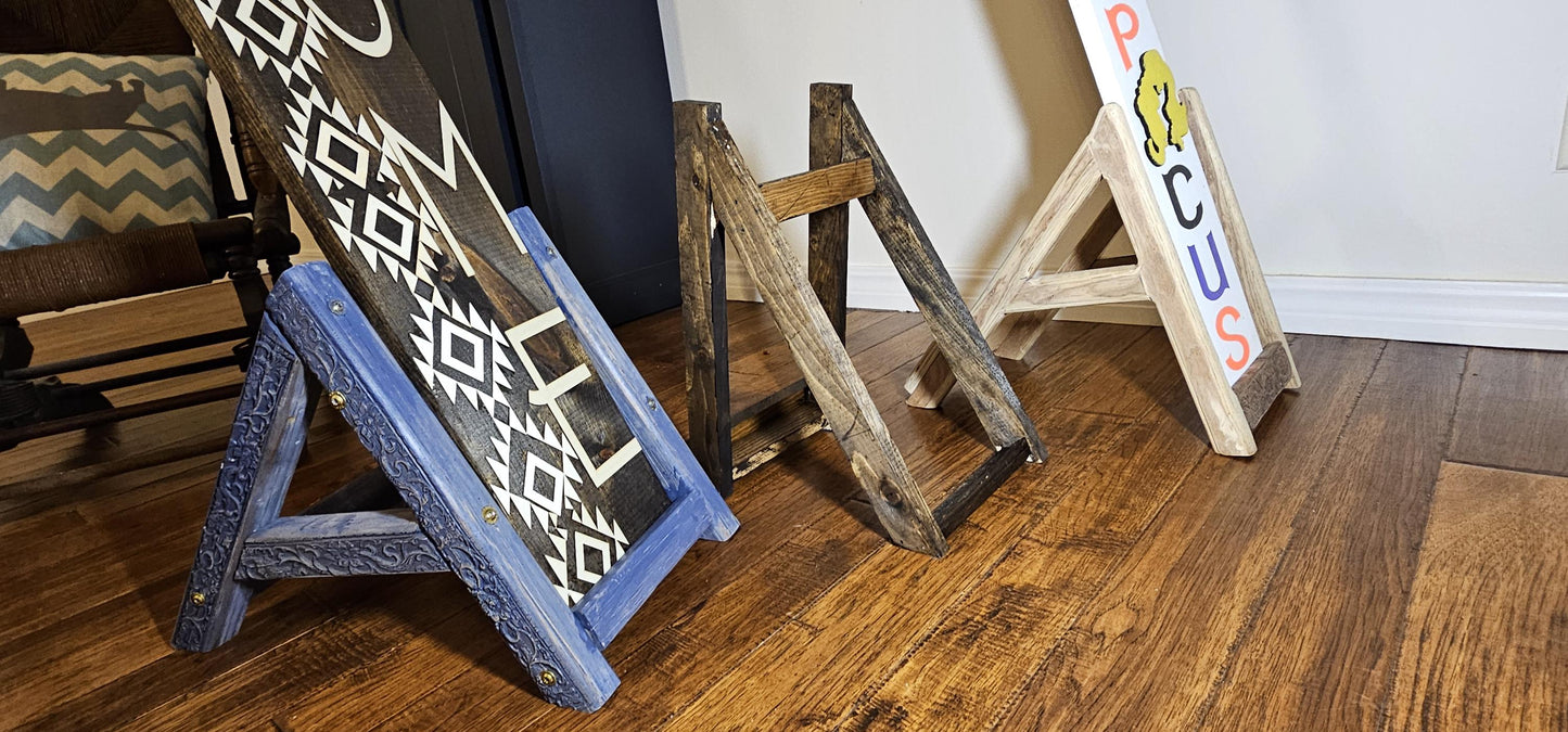Wood Stand, Pine Sign stand, Porch Leaner stand, Welcome Sign stand, Sign holder, vertical sign stand, Built to Suit