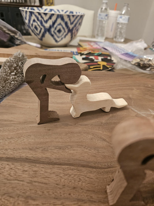 Personalized Hand Carved Wood Dachshund Figurine & Boy Collectible Wiener Dog