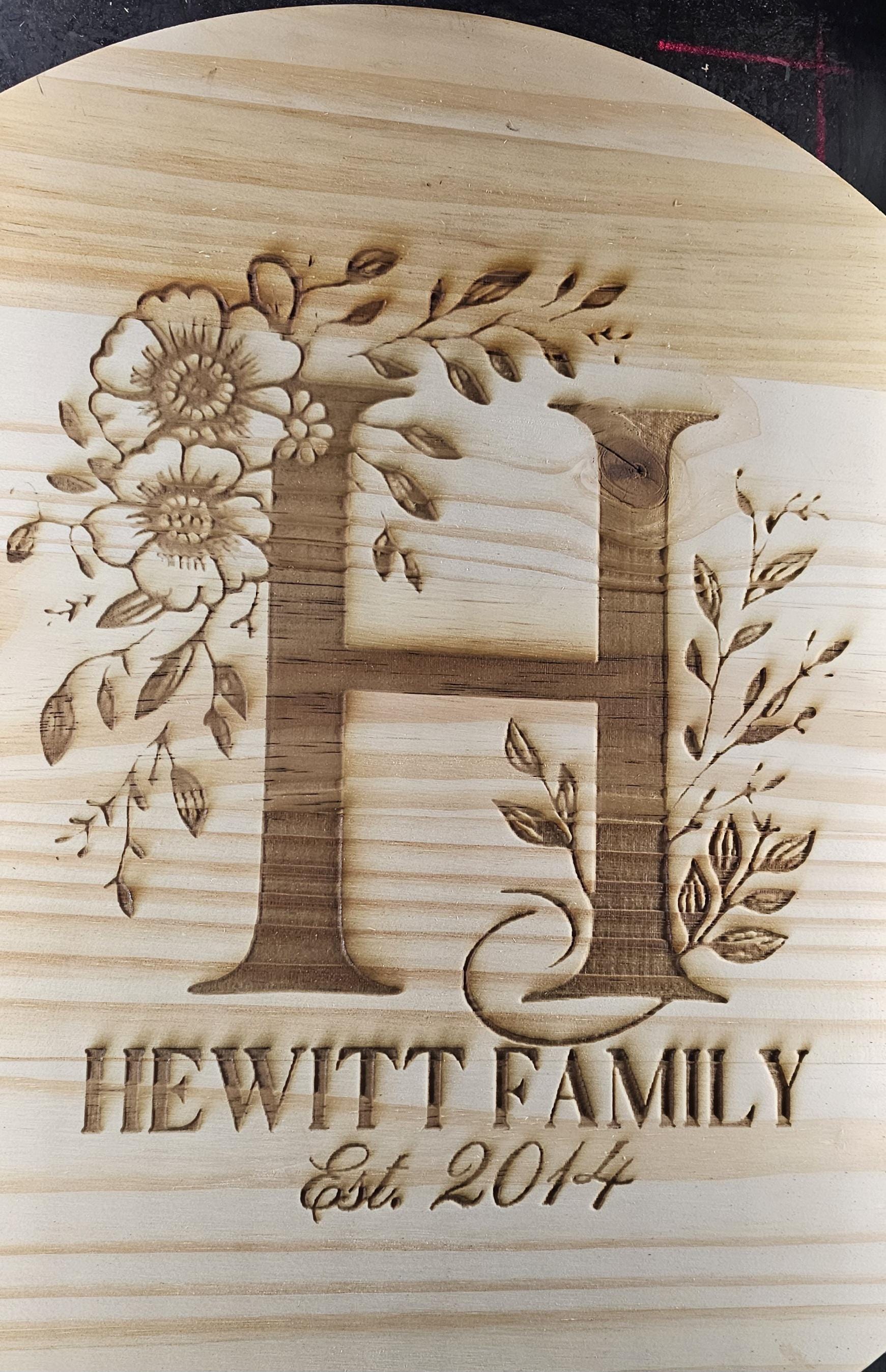 Personalized Lazy Susan with Customized Monogram - Laser Engraved, Stained & Sealed Decorative Serving Tray Gift