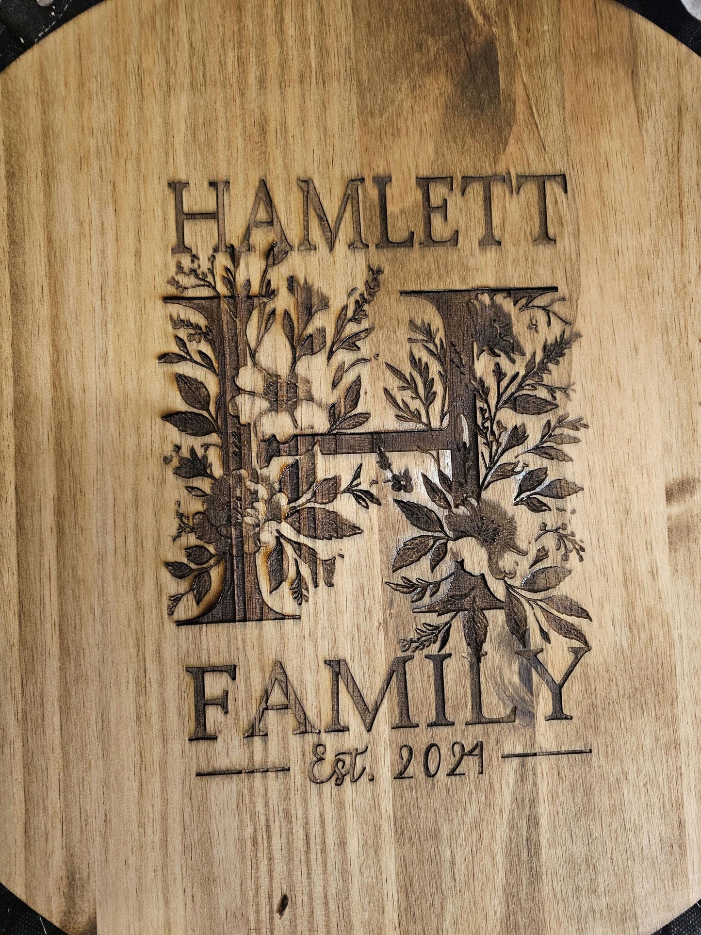 Personalized Lazy Susan with Customized Monogram - Laser Engraved, Stained & Sealed Decorative Serving Tray Gift