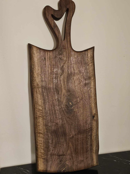 Customizable Charcuterie Board, Large Piece of Black Walnut with a Raw Cut 24 x 12 inches
