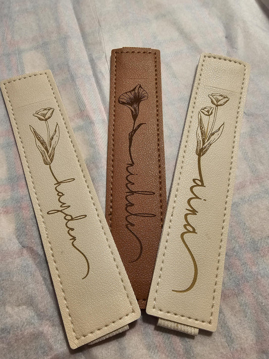 Stylus Holder,  Pen Holder, Chic Personalized Faux Leather with elastic band to go around any ipad tablet, teacher gift, coworker gift
