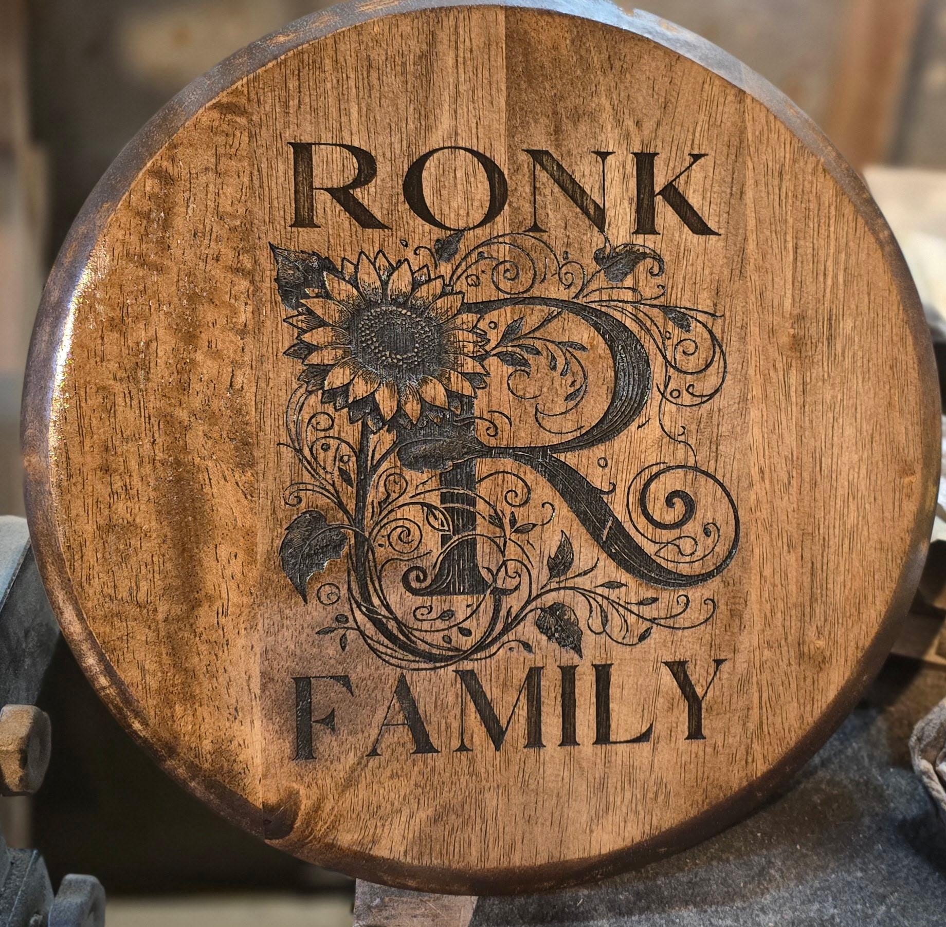 Personalized Lazy Susan with Customized Monogram - Laser Engraved, Stained & Sealed Decorative Serving Tray Gift