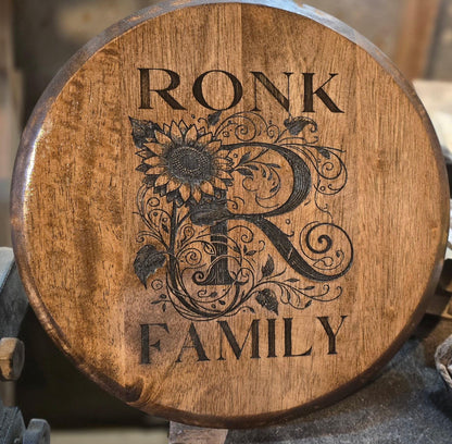 Personalized Lazy Susan with Customized Monogram - Laser Engraved, Stained & Sealed Decorative Serving Tray Gift