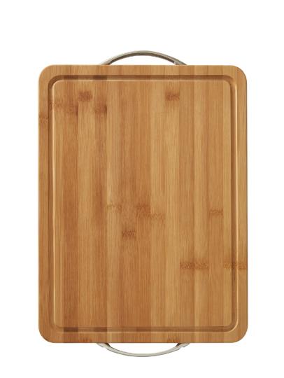 Personalized Cutting Board with Trench, Reversible Bamboo Tray with metal handles, 16x12