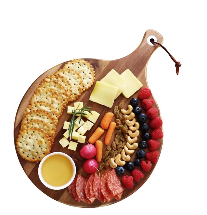 Round Charcuterie Board, 12inches, Handle, Personalized Design engraved in Acacia Wood, Pizza Serving Board, Cheese Board, Cutting Board