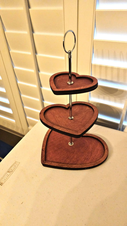 Heart Shaped 3 Tier Tray & Cupcake Stand – Pink or Red, Perfect for Valentine's Day Dessert Display
