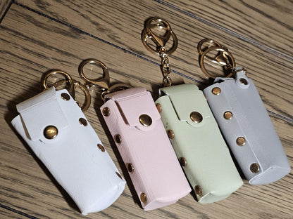 Personalized Faux Leather Lighter Holder Keychain with Chapstick & Lipstick Case Custom Gift for Smokers and Makeup Lovers