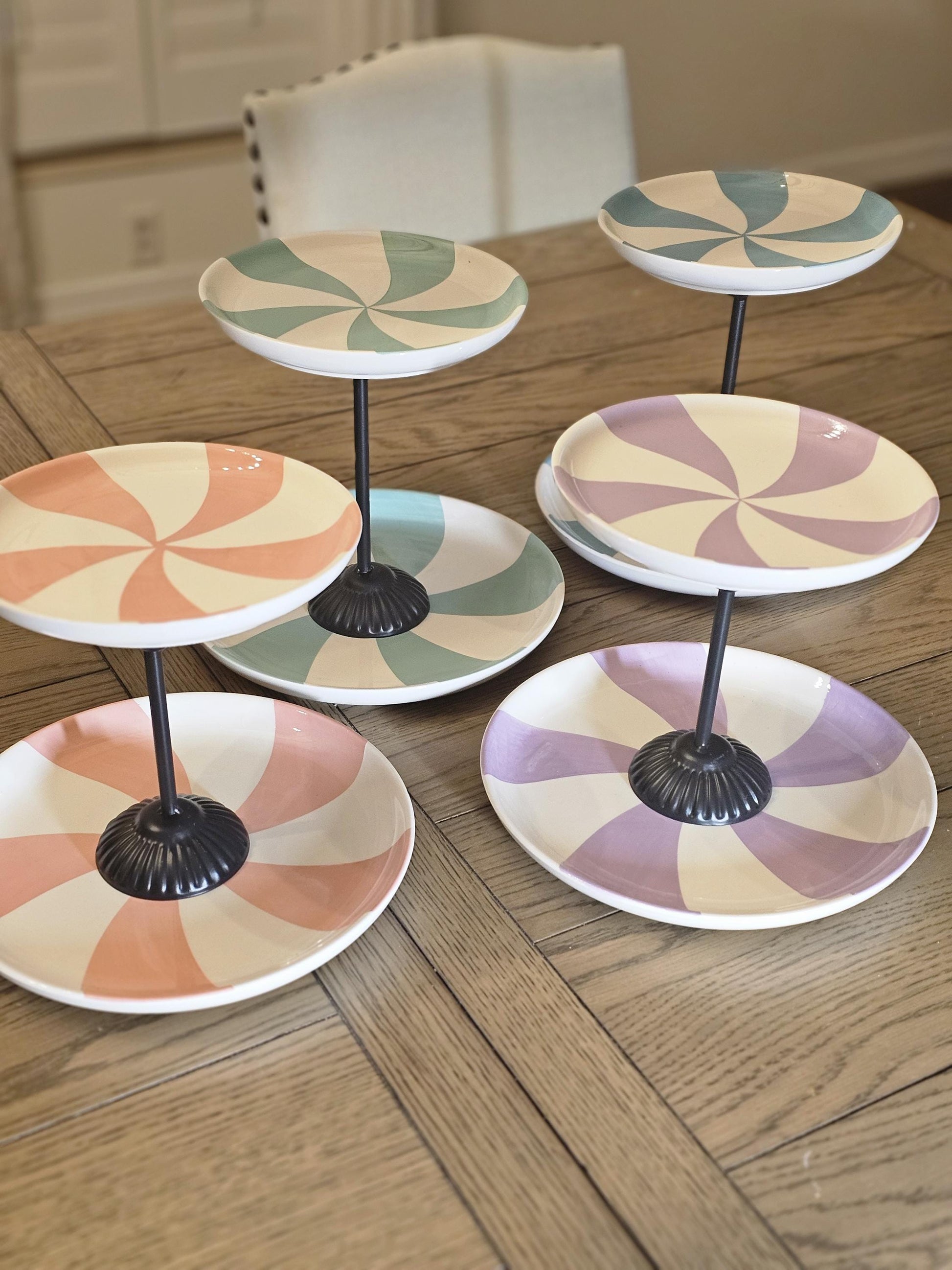 2 Tier Ceramic Cupcake Stand Candy Themed Dessert & Fruit Display Serving Set Perfect for Valentine's Day Sweets