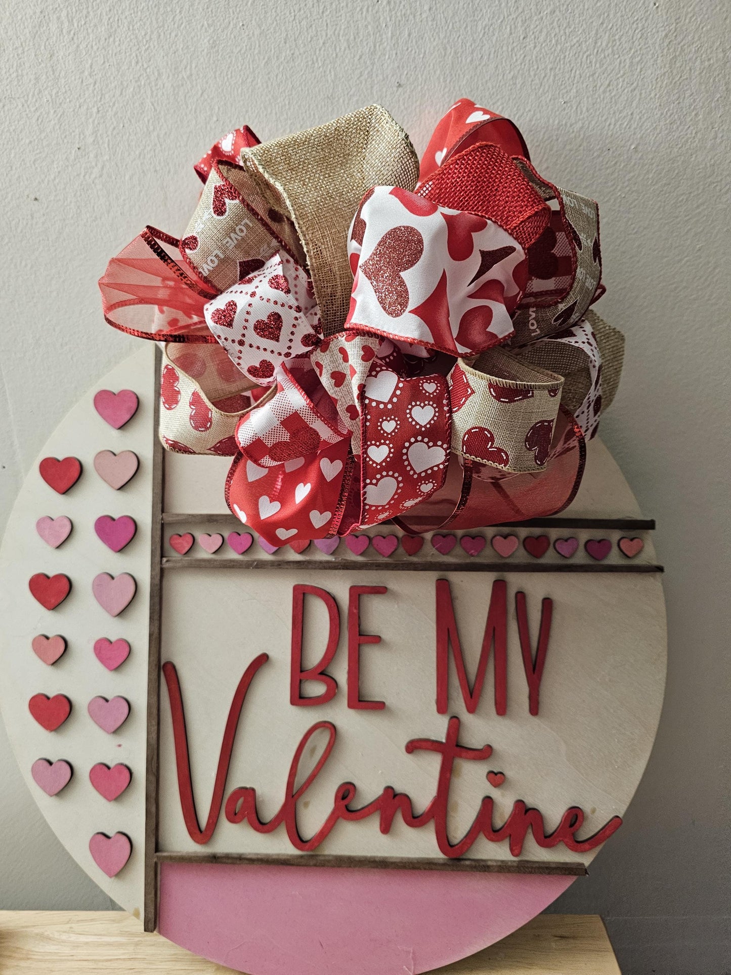 Valentine's Day Door Hanger:  'Be My Valentine' Wooden Sign with cutouts sizes 14 in, 16 in, & 18 in