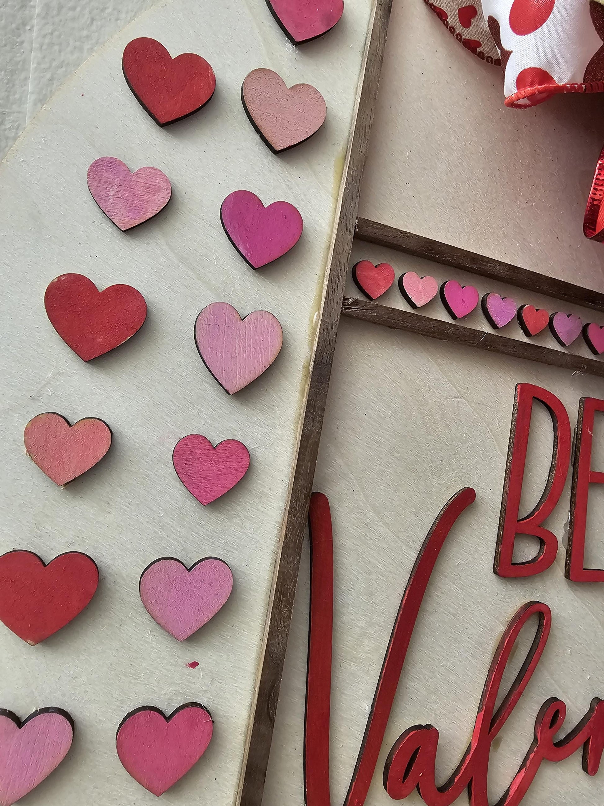 Valentine's Day Door Hanger:  'Be My Valentine' Wooden Sign with cutouts sizes 14 in, 16 in, & 18 in