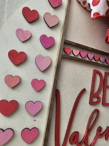 Valentine's Day Door Hanger:  'Be My Valentine' Wooden Sign with cutouts sizes 14 in, 16 in, & 18 in
