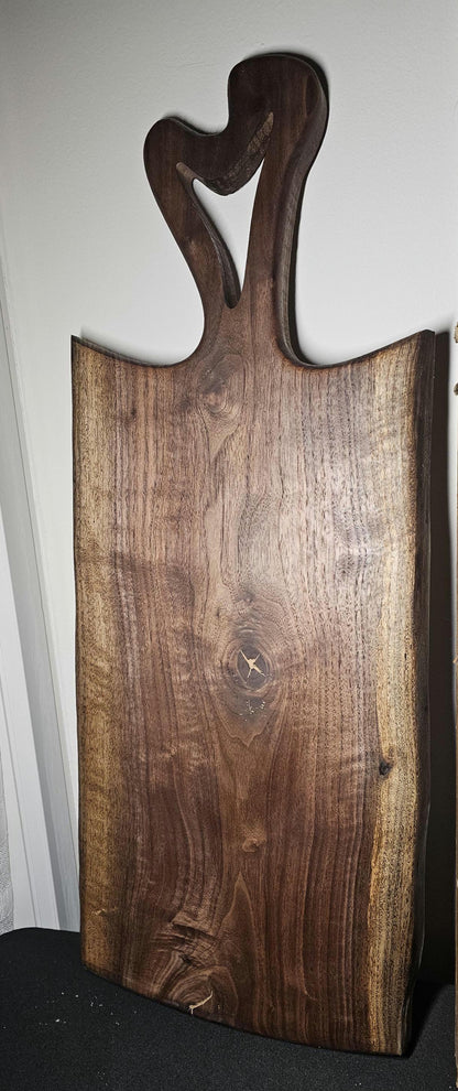 Customizable Charcuterie Board, Large Piece of Black Walnut with a Raw Cut 24 x 12 inches