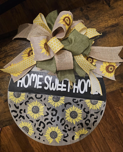 Vibrant Sunflower Wreath Door Hanger: Welcome Sign with 2 designs & 4 size